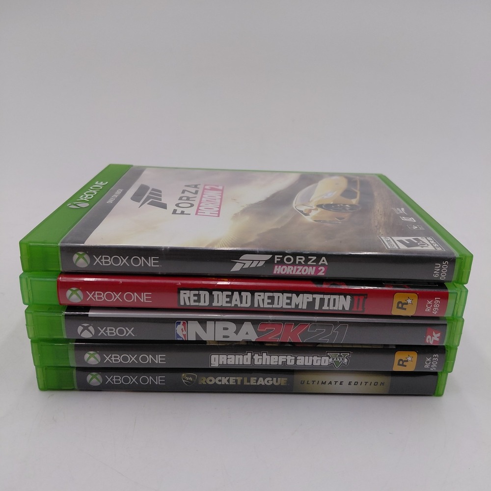 Xbox One 5 Game Lot Red Dead Redemption 2 Forza GTA 5 Rocket League NBA 2K21